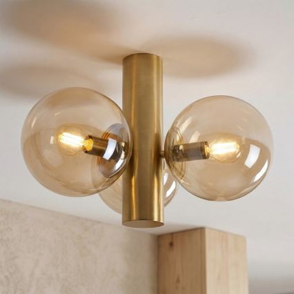 Loftlampe SFERIO 3xE14/5W/230V messing/røget beige