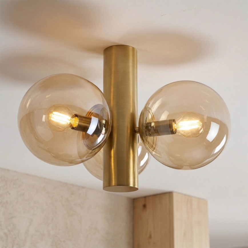 Loftlampe SFERIO 3xE14/5W/230V messing/røget beige