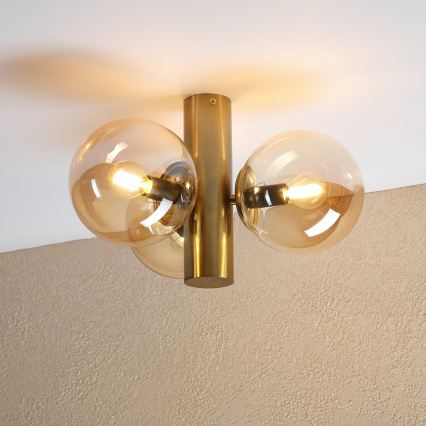 Loftlampe SFERIO 3xE14/5W/230V messing/røget beige