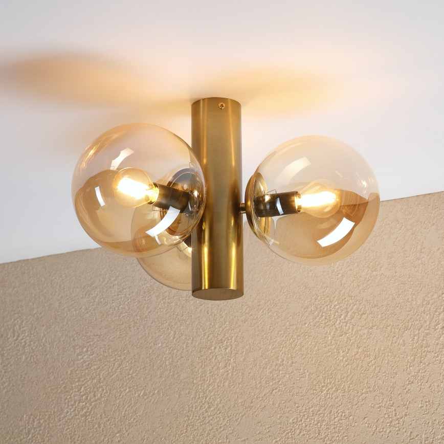 Loftlampe SFERIO 3xE14/5W/230V messing/røget beige