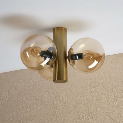 Loftlampe SFERIO 3xE14/5W/230V messing/røget beige