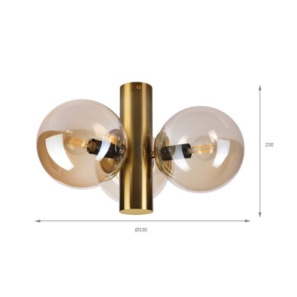 Loftlampe SFERIO 3xE14/5W/230V messing/røget beige