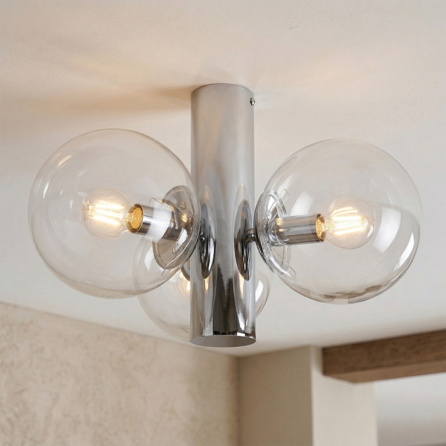 Loftlampe SFERIO 3xE14/5W/230V poleret krom/klar