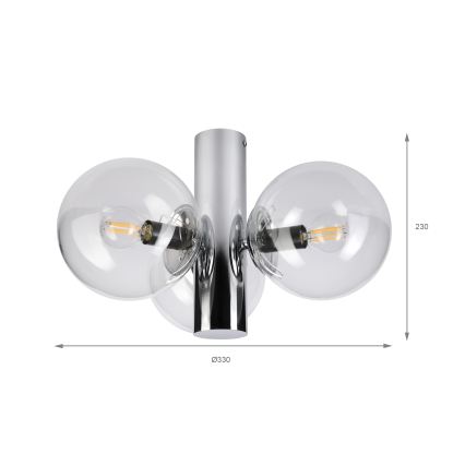 Loftlampe SFERIO 3xE14/5W/230V poleret krom/klar