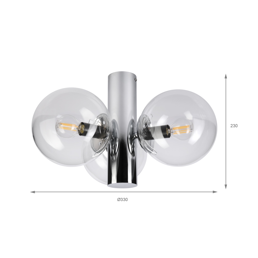 Loftlampe SFERIO 3xE14/5W/230V poleret krom/klar