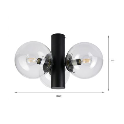Loftlampe SFERIO 3xE14/5W/230V sort/klar