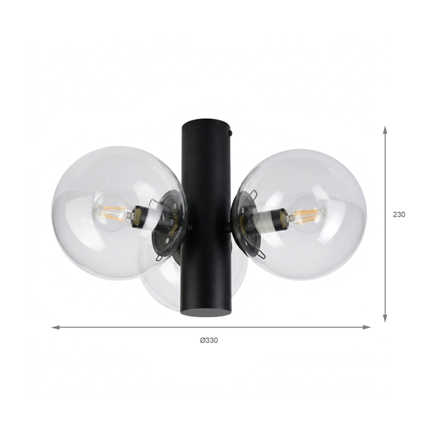 Loftlampe SFERIO 3xE14/5W/230V sort/klar
