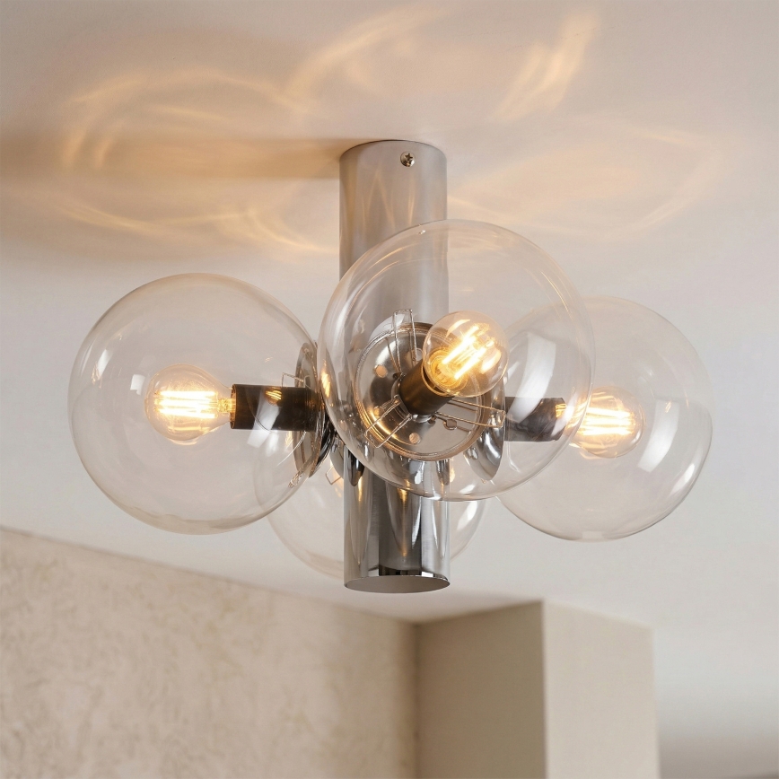 Loftlampe SFERIO 4xE14/5W/230V blank krom/klart glas