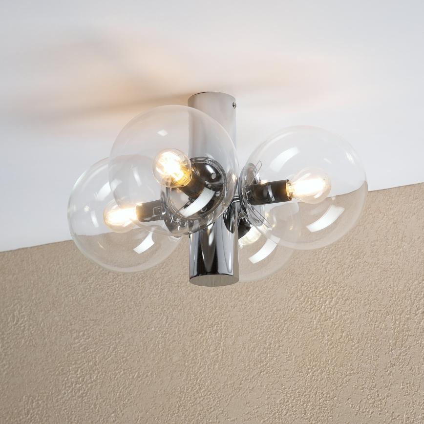 Loftlampe SFERIO 4xE14/5W/230V blank krom/klart glas