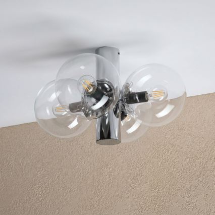 Loftlampe SFERIO 4xE14/5W/230V blank krom/klart glas