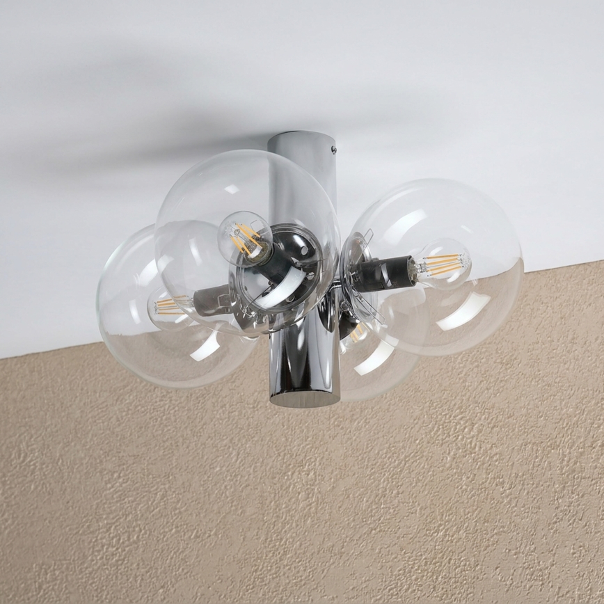 Loftlampe SFERIO 4xE14/5W/230V blank krom/klart glas