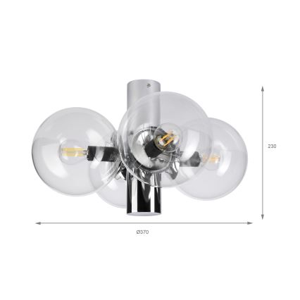 Loftlampe SFERIO 4xE14/5W/230V blank krom/klart glas