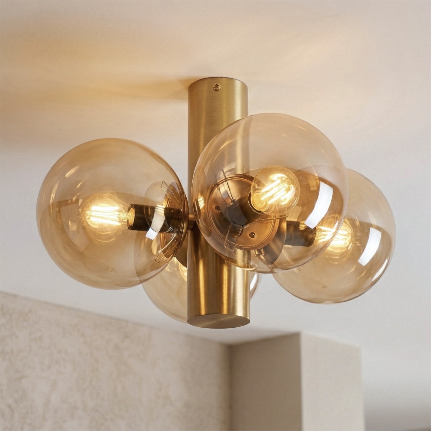 Loftlampe SFERIO 4xE14/5W/230V messing/røget beige