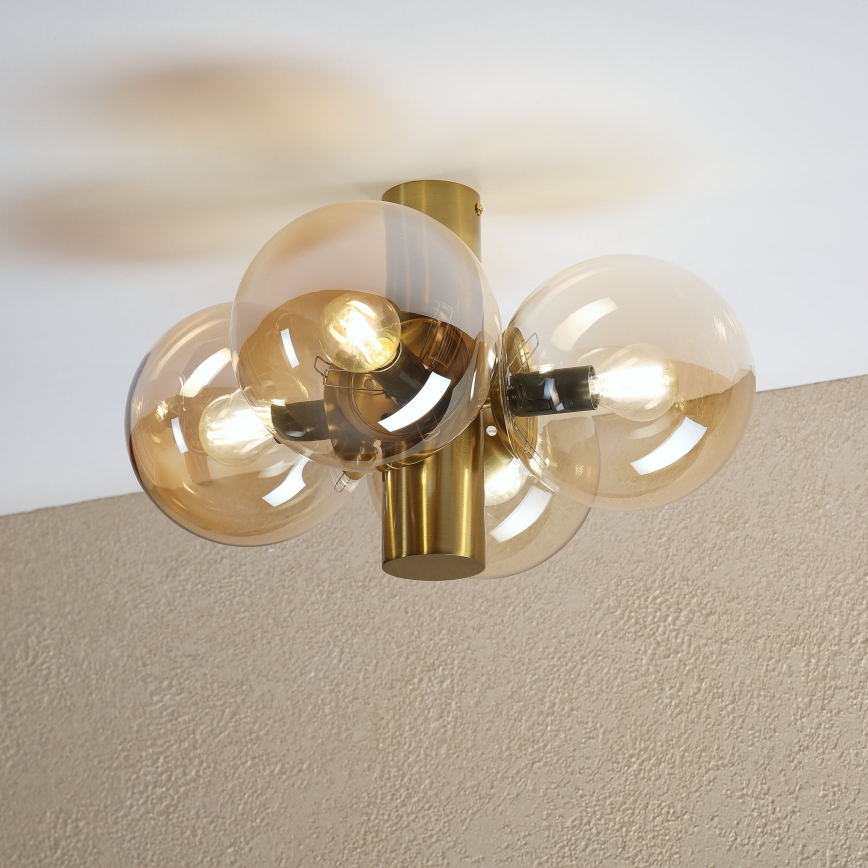 Loftlampe SFERIO 4xE14/5W/230V messing/røget beige