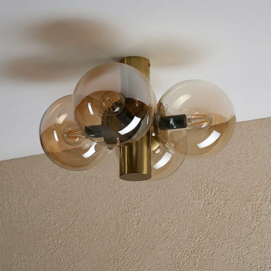 Loftlampe SFERIO 4xE14/5W/230V messing/røget beige