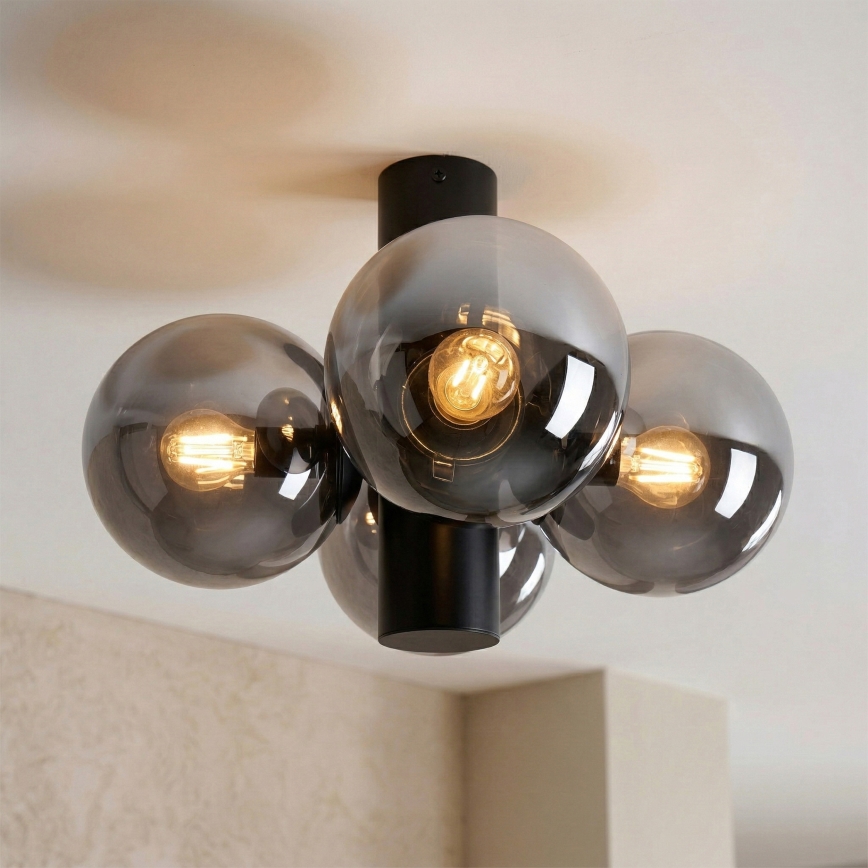 Loftlampe SFERIO 4xE14/5W/230V sort/røget sort