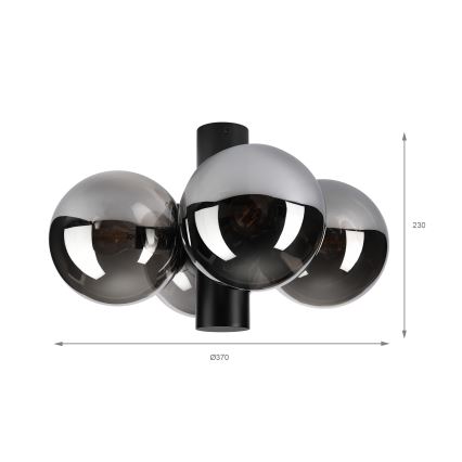 Loftlampe SFERIO 4xE14/5W/230V sort/røget sort