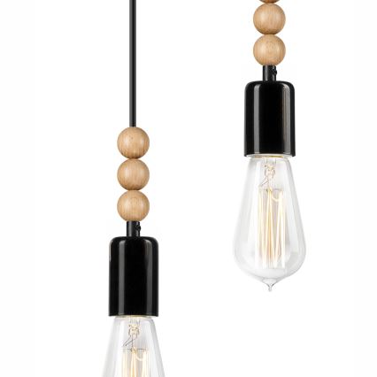 Loftlampe på kabel SIMON 3xE27/60W/230V bøg