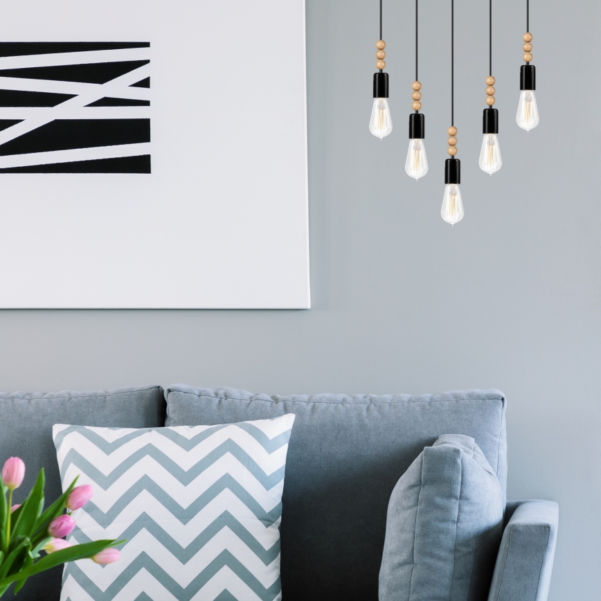 Loftlampe på ledning SIMON 5xE27/60W/230V