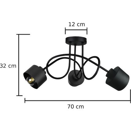 Loftlampe SIMPLY BLACK 3xE27/60W/230V