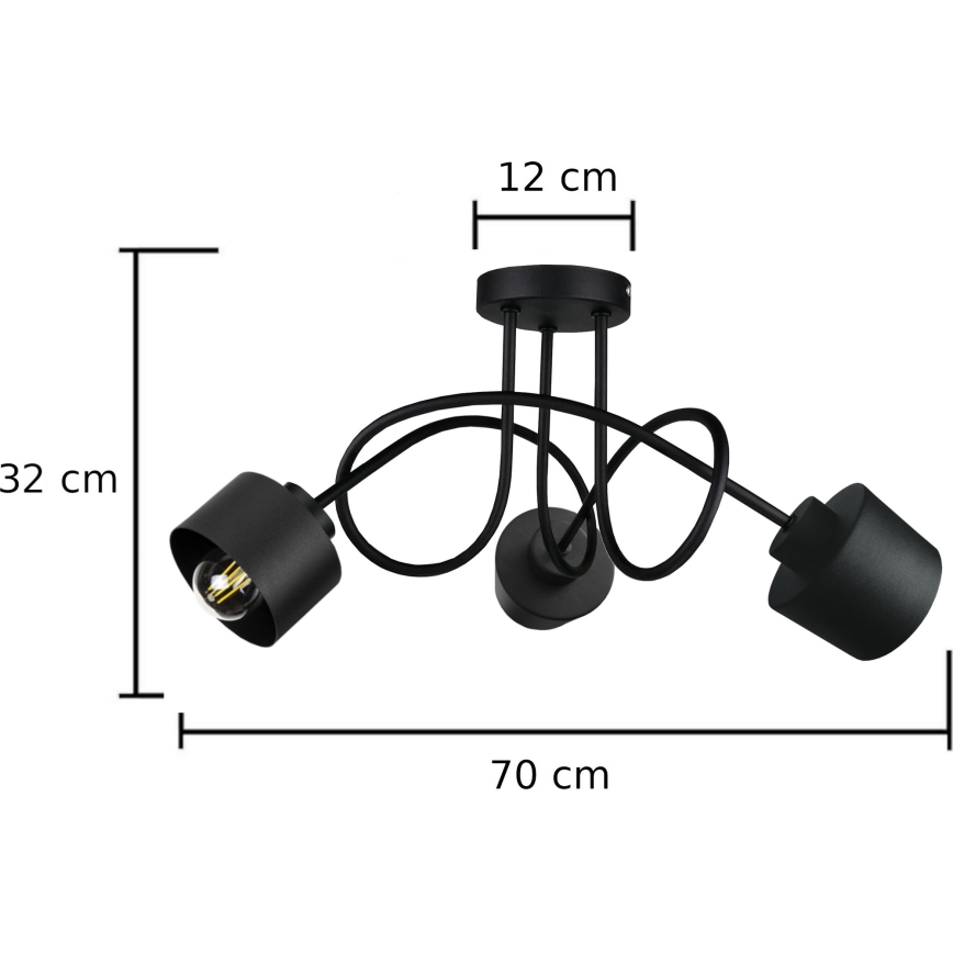 Loftlampe SIMPLY BLACK 3xE27/60W/230V