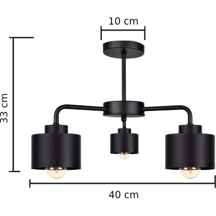 Loftlampe SIMPLY BLACK 3xE27/60W/230V