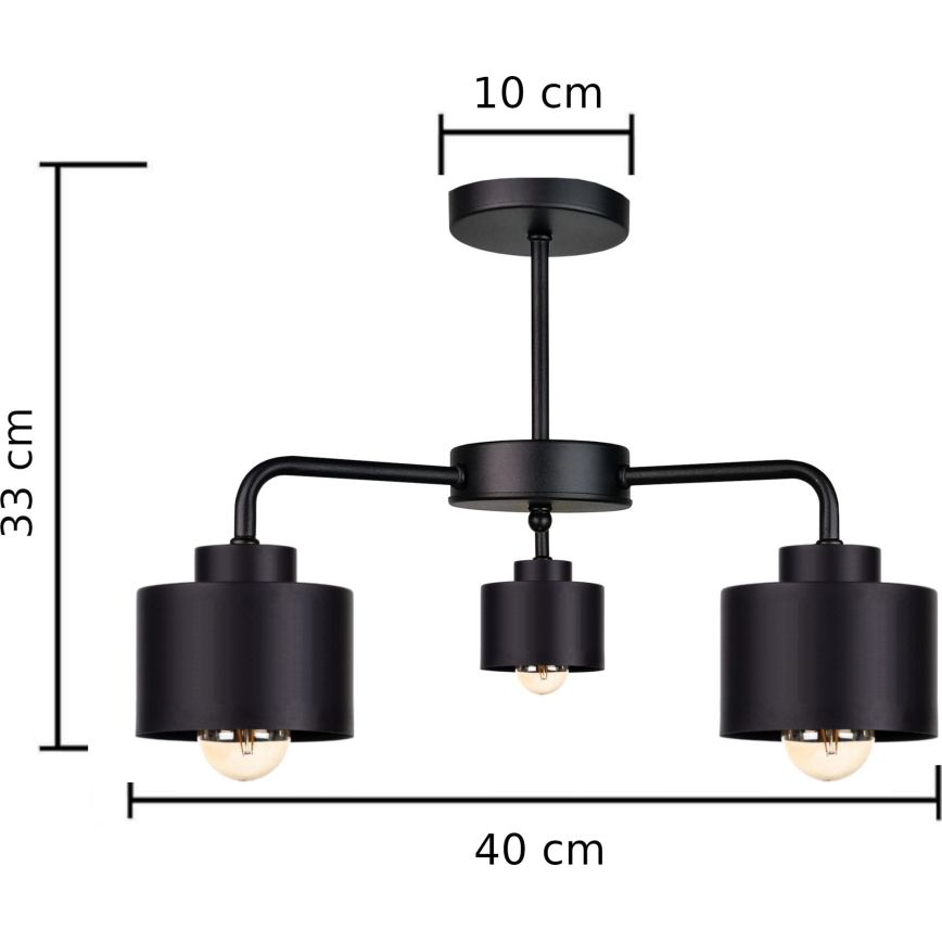 Loftlampe SIMPLY BLACK 3xE27/60W/230V