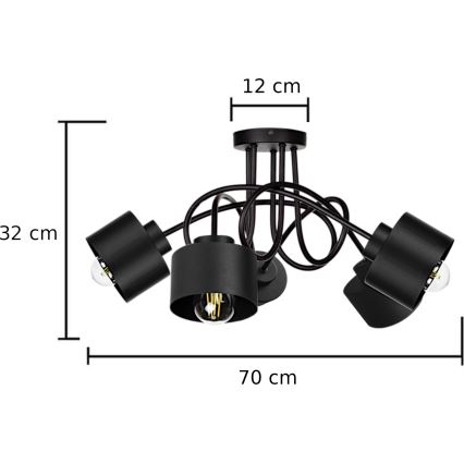 Loftlampe SIMPLY BLACK 5xE27/60W/230V