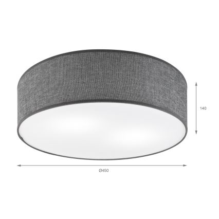 Loftlampe SIRJA 2xE27/15W/230V Ø 45 cm grå