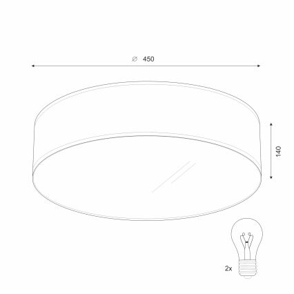 Loftlampe SIRJA 2xE27/15W/230V Ø 45 cm hvid