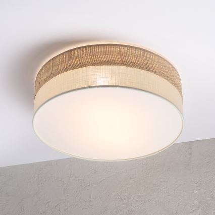Loftlampe SIRJA BOHO 2xE27/15W/230V Ø 45 cm beige/creme