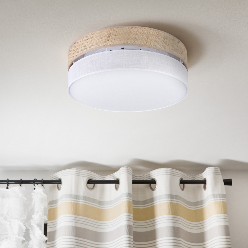 Loftlampe SIRJA BOHO 2xE27/15W/230V Ø 45 cm beige/hvid
