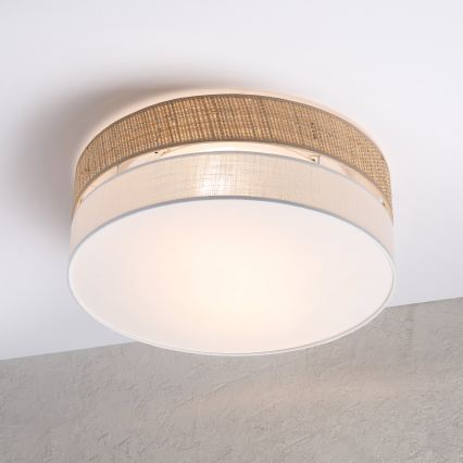 Loftlampe SIRJA BOHO 2xE27/15W/230V Ø 45 cm beige/hvid