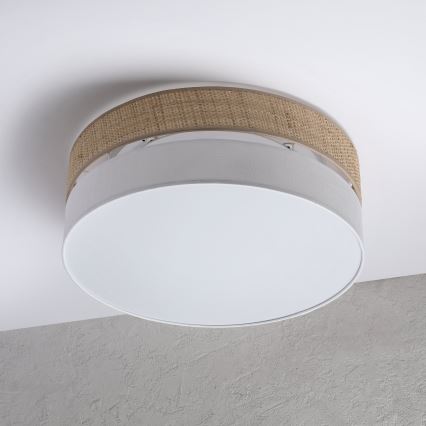 Loftlampe SIRJA BOHO 2xE27/15W/230V Ø 45 cm beige/hvid