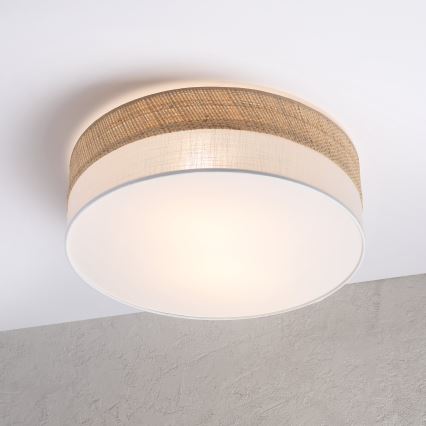 Loftlampe SIRJA BOHO 2xE27/15W/230V Ø 45 cm beige/hvid