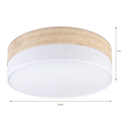 Loftlampe SIRJA BOHO 2xE27/15W/230V Ø 45 cm beige/hvid