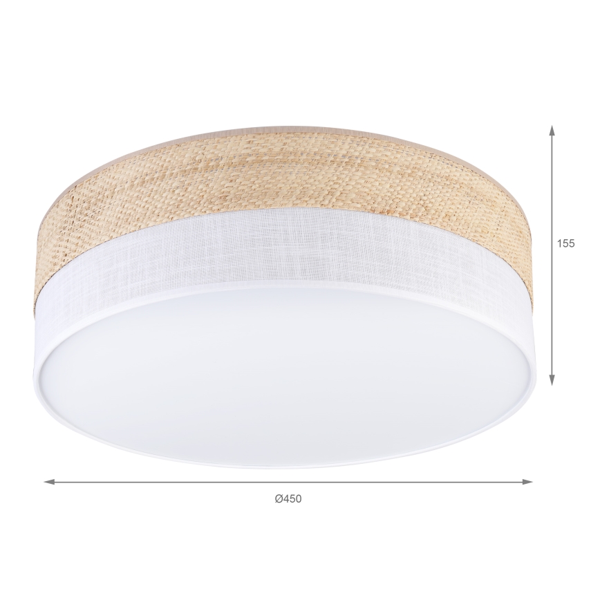 Loftlampe SIRJA BOHO 2xE27/15W/230V Ø 45 cm beige/hvid