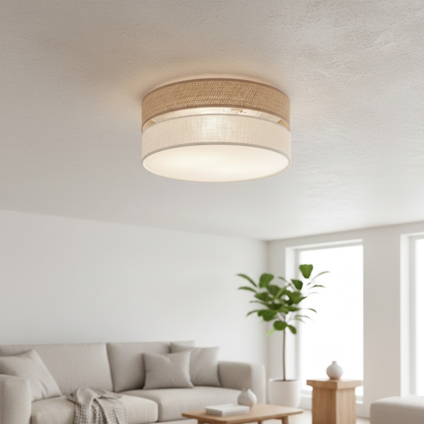 Loftlampe SIRJA DOUBLE BOHO 2xE14/15W/230V Ø 35 cm beige/creme