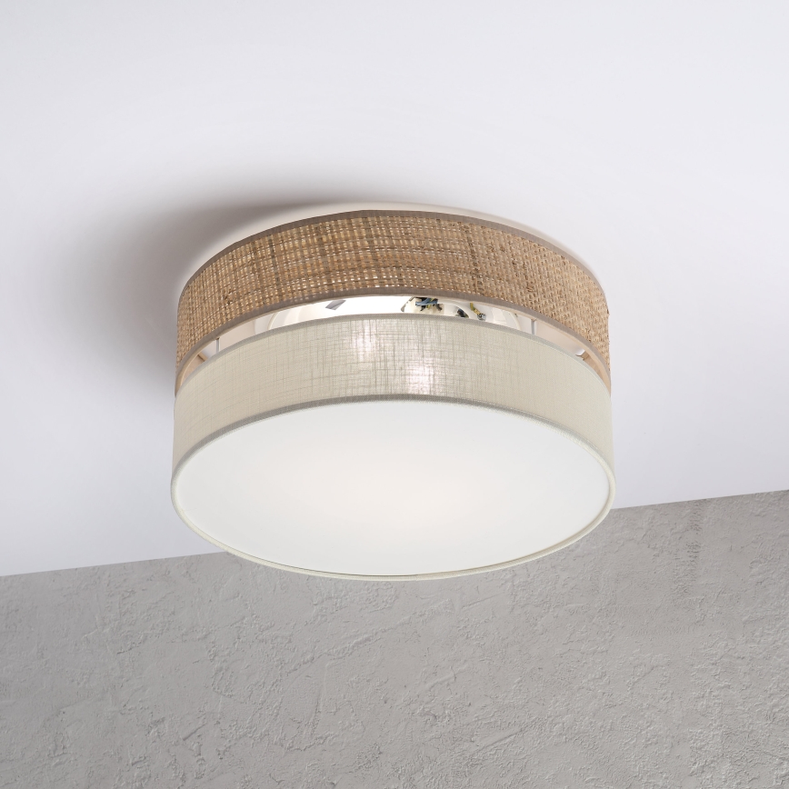 Loftlampe SIRJA DOUBLE BOHO 2xE14/15W/230V Ø 35 cm beige/creme