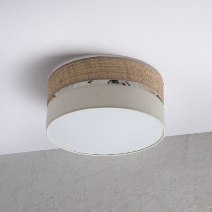 Loftlampe SIRJA DOUBLE BOHO 2xE14/15W/230V Ø 35 cm beige/creme