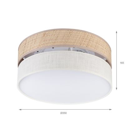 Loftlampe SIRJA DOUBLE BOHO 2xE14/15W/230V Ø 35 cm beige/creme