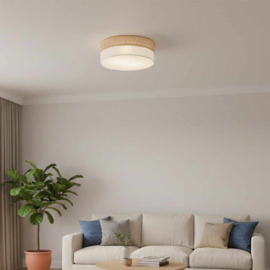 Loftlampe SIRJA DOUBLE BOHO 2xE14/15W/230V Ø 35 cm beige/creme