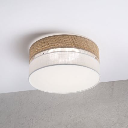 Loftlampe SIRJA DOUBLE BOHO 2xE14/15W/230V Ø 35 cm beige/hvid