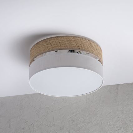Loftlampe SIRJA DOUBLE BOHO 2xE14/15W/230V Ø 35 cm beige/hvid