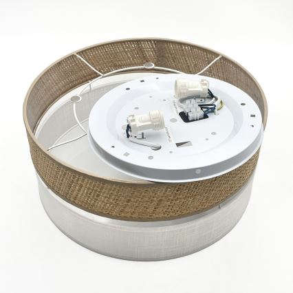 Loftlampe SIRJA DOUBLE BOHO 2xE14/15W/230V Ø 35 cm beige/hvid