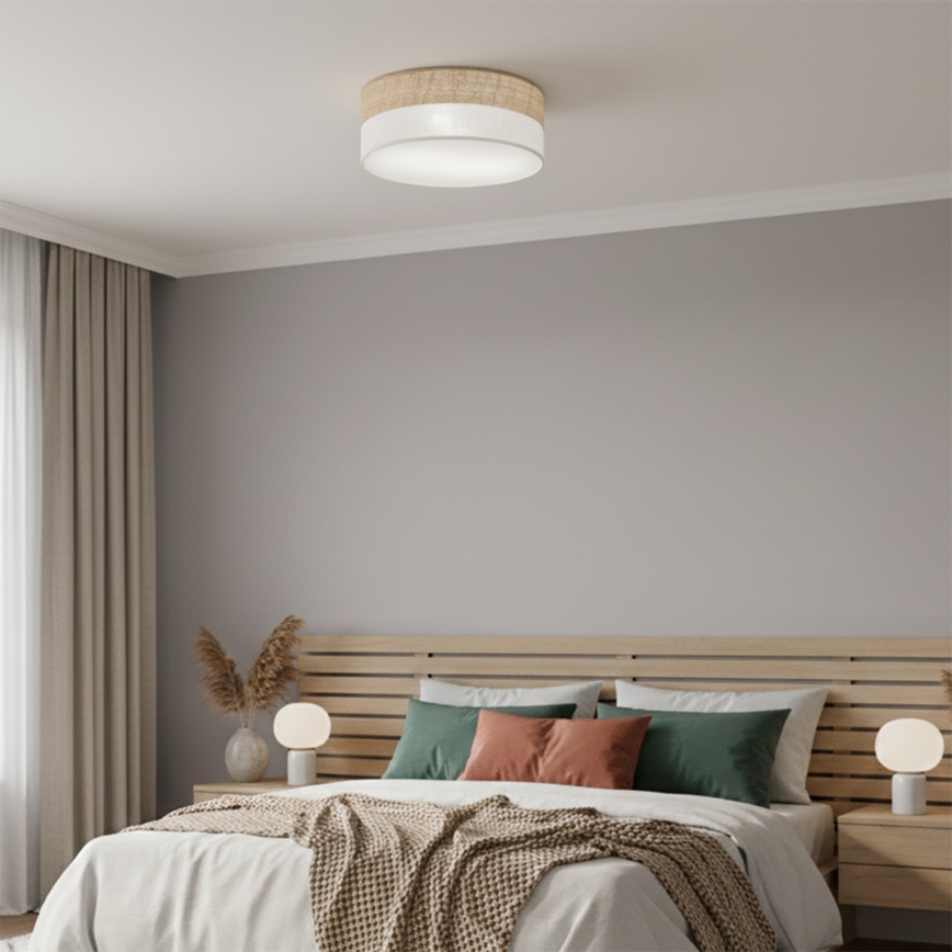 Loftlampe SIRJA DOUBLE BOHO 2xE14/15W/230V Ø 35 cm beige/hvid