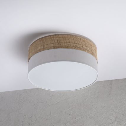 Loftlampe SIRJA DOUBLE BOHO 2xE14/15W/230V Ø 35 cm beige/hvid
