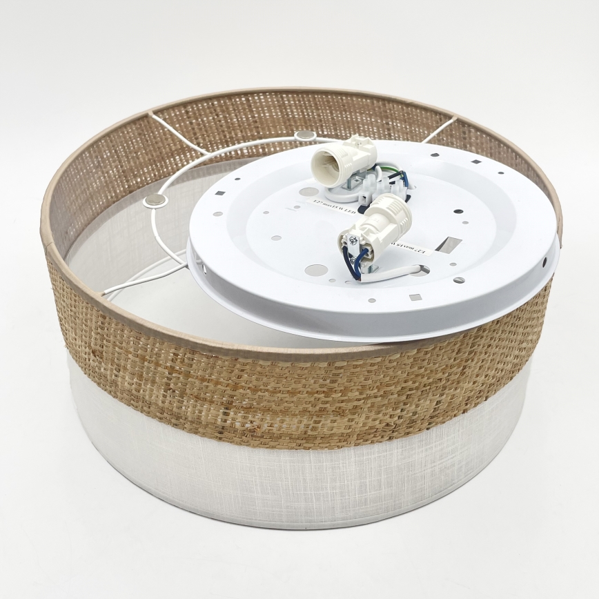 Loftlampe SIRJA DOUBLE BOHO 2xE14/15W/230V Ø 35 cm beige/hvid