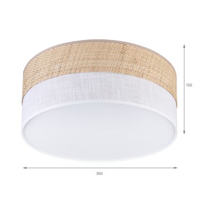 Loftlampe SIRJA DOUBLE BOHO 2xE14/15W/230V Ø 35 cm beige/hvid