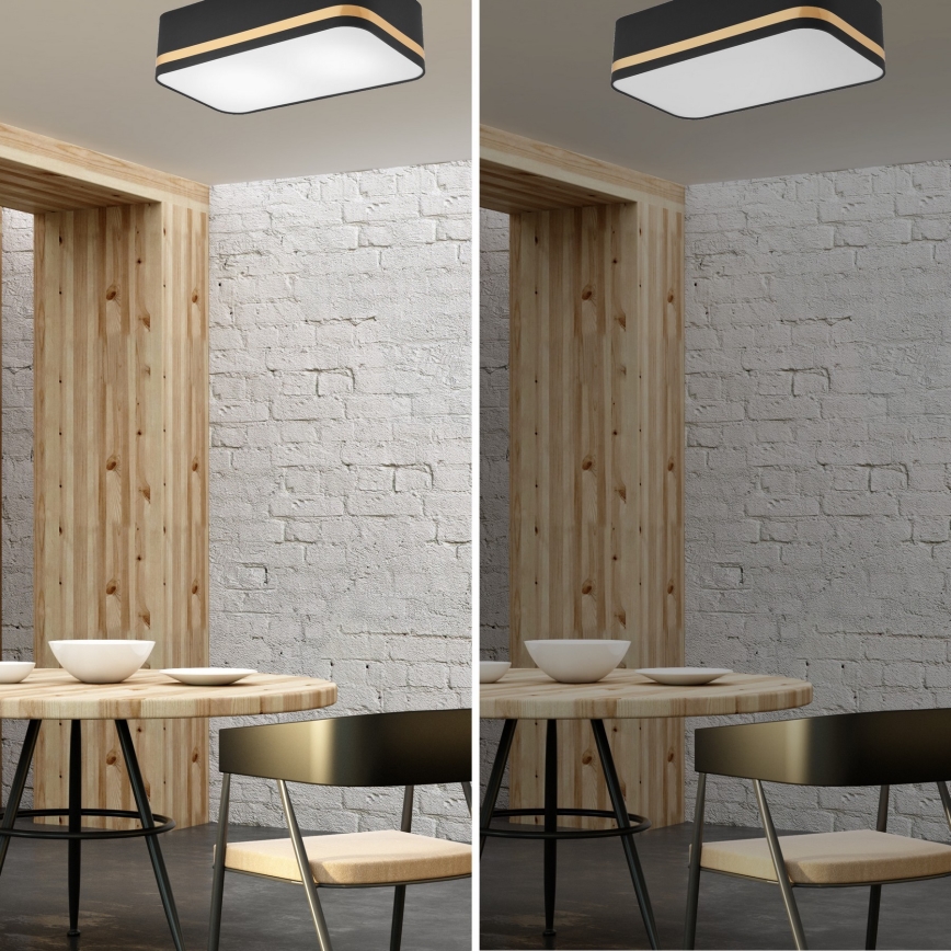 Loftlampe SIRJA SQUARE STRIPE 2xE27/15W/230V sort/guldfarvet
